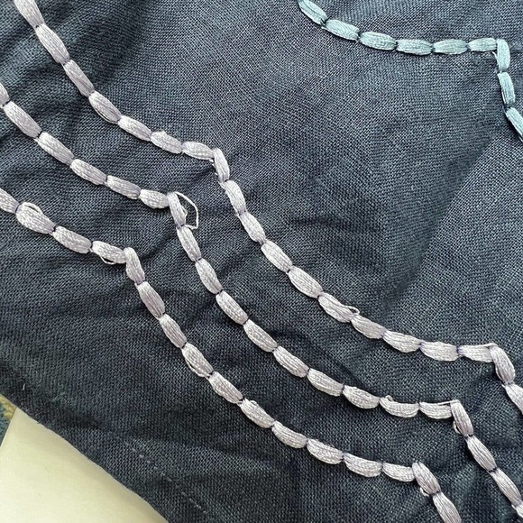 Boden Navy Blue A-line Embroidered Waves Scalloped Skirt Size 8R - Picture 9 of 10